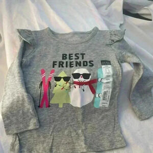 125. “Best Friend” okie dokie size 18month ruffle shoulder long sleeved tee